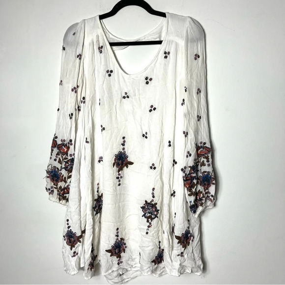 Free People Embroidered Oxford Swing Cut Out Mini Dress XS - Picture 3 of 7